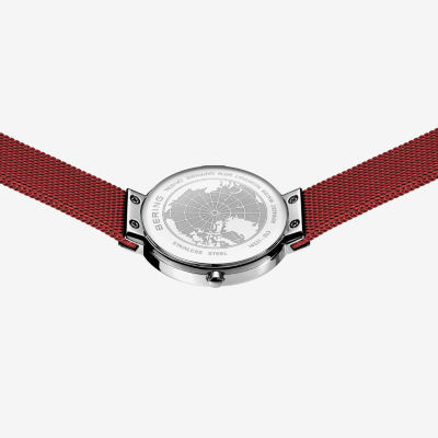 Bering Mesh Womens Red Stainless Steel Bracelet Watch 14531-303
