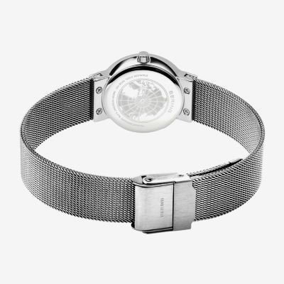 Bering Womens Silver Tone Stainless Steel Bracelet Watch