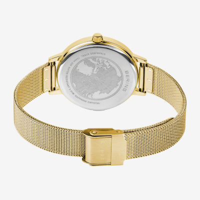 Bering Womens Gold Tone Stainless Steel Bracelet Watch