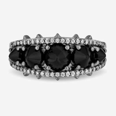 Enchanted Disney Fine Jewelry Villains 1/5 CT. T.W. Genuine Black Onyx Sterling Silver Round Maleficent Band