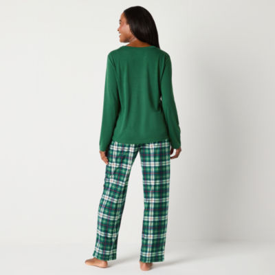 North Pole Trading Co. Womens Crew Neck Long Sleeve Pant Pajama Set