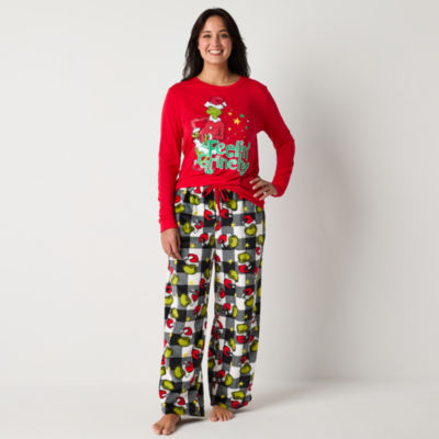 Womens Grinch Dr. Seuss Crew Neck Long Sleeve 2-pc. Pant Pajama Set