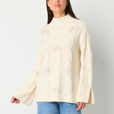 a.n.a Womens Mock Neck Long Sleeve Pullover Sweater