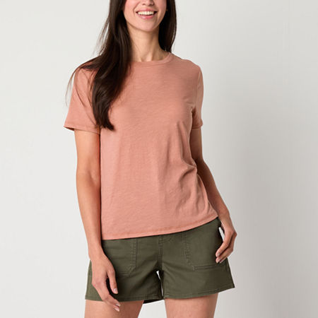 a.n.a Womens Crew Neck Short Sleeve T-Shirt, Small, Pink