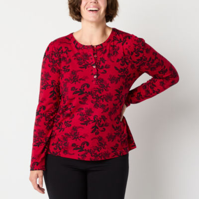 Liz Claiborne Womens Crew Neck Long Sleeve Blouse