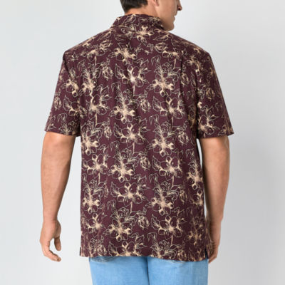 mutual weave Camp Big and Tall Mens Classic Fit Short Sleeve Floral Button-Down Shirt