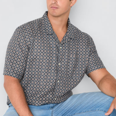 mutual weave Camp Big and Tall Mens Classic Fit Short Sleeve Button-Down Shirt