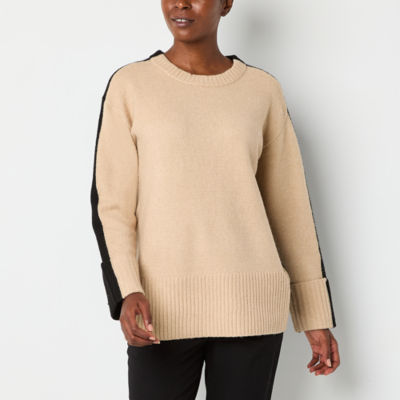 Worthington Womens Crew Neck Long Sleeve Pullover Sweater