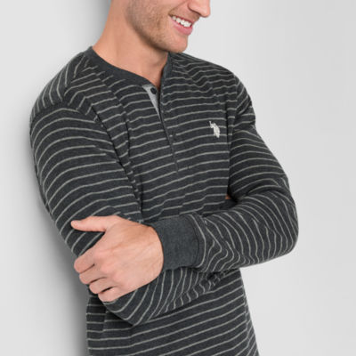 U.S. Polo Assn. Thermal Stripe Mens Long Sleeve Classic Fit Henley Shirt