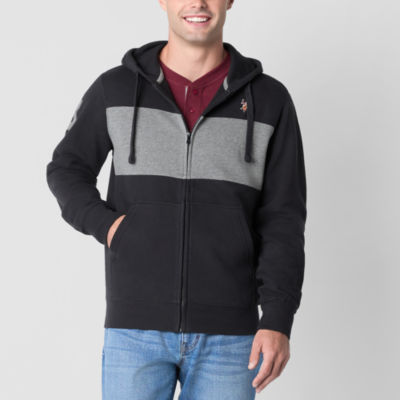 U.S. Polo Assn. Colorblock Fleece Mens Long Sleeve Embroidered Zipper Hoodie