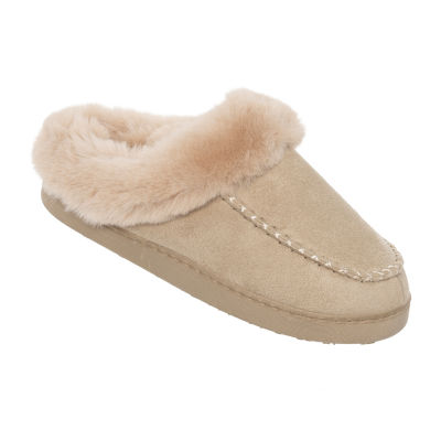 Cuddl Duds Microsuede With Moc Toe Womens Clog Slippers