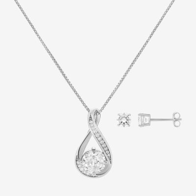 HADLEY & ROW Womens Cubic Zirconia Pure Silver Over Brass Infinity 2-pc. Jewelry Set