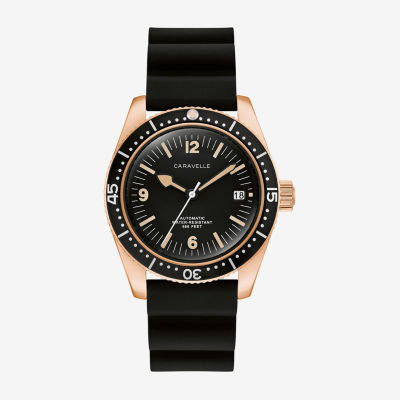 Caravelle Designed By Bulova Mens Black Strap Watch 44b130
