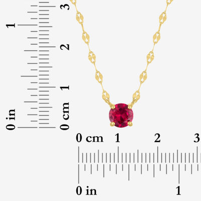 Womens Lab Created Red Ruby 14K Gold Over Silver Round 16 Inch Pendant Necklace