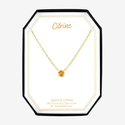 Gemstone 14K Gold Over Silver Round 18 Inch Pendant Necklace