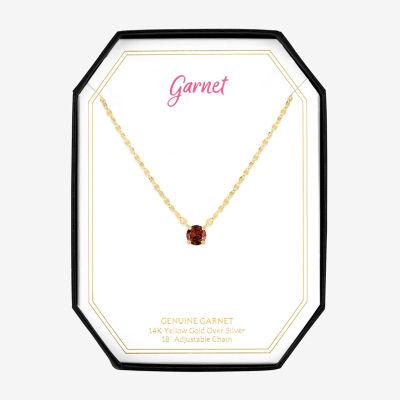 Gemstone 14K Gold Over Silver Round 18 Inch Pendant Necklace