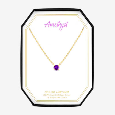 Gemstone 14K Gold Over Silver Round 18 Inch Pendant Necklace