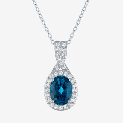 Yes, Please! Womens Genuine Blue Topaz Sterling Silver Pendant