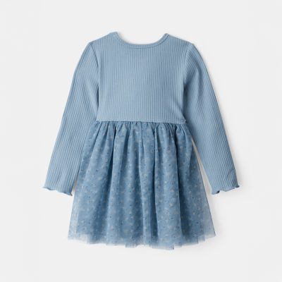 Carter's Toddler Girls Floral Tutu Long Sleeve Fitted A-Line Dress