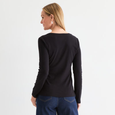 Liz Claiborne Womens Crew Neck Long Sleeve Tall T-Shirt
