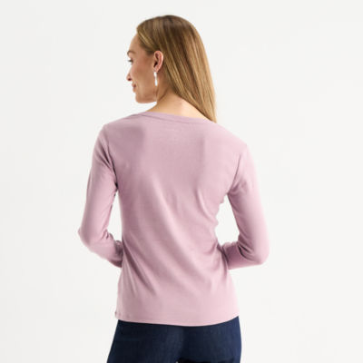Liz Claiborne Womens Tall V Neck Long Sleeve T-Shirt