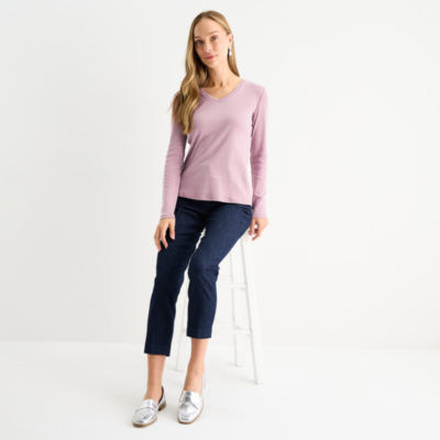 Liz Claiborne Womens Tall V Neck Long Sleeve T-Shirt