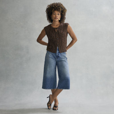 a.n.a Womens Crew Neck Button Sweater Vest