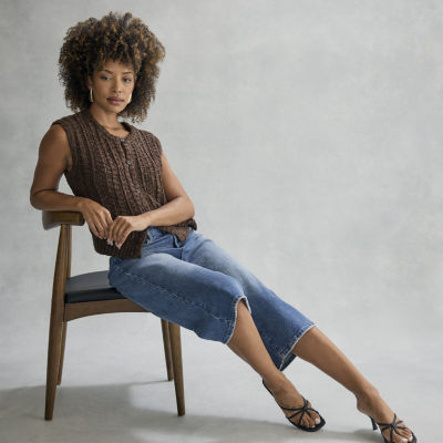 a.n.a Womens Crew Neck Button Sweater Vest