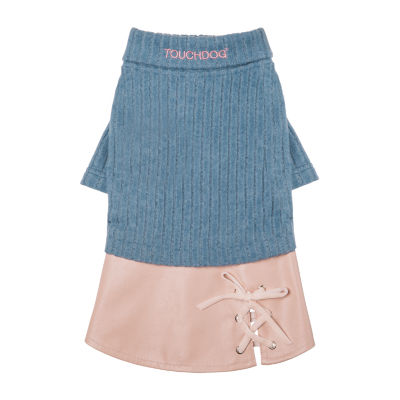 Touchdog Modress' Fashion Designer Dress Dog Sweater, Color Blue