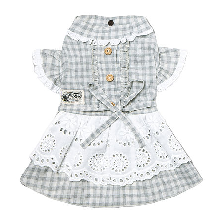 Touchdog I Love Poochi' Classical Fashion Plaid Dog Pet Dresses, Medium, Gray