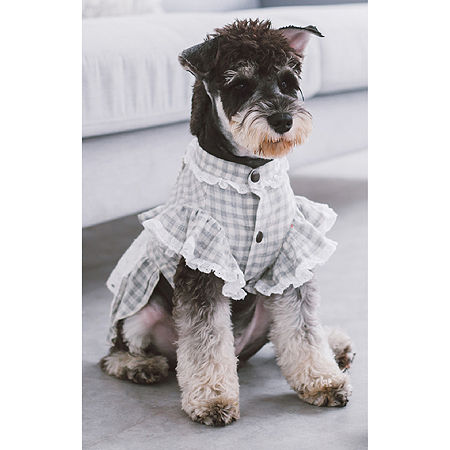 Touchdog I Love Poochi' Classical Fashion Plaid Dog Pet Dresses, Medium, Gray