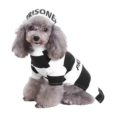 Pet Life Striped Retro Inmate Prisoner Uniform Dog Pet Costumes, Large, Black