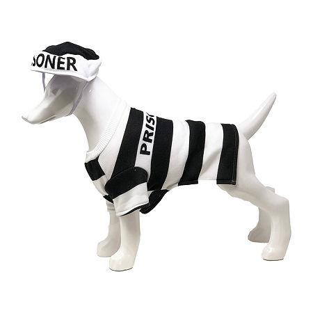 Pet Life Striped Retro Inmate Prisoner Uniform Dog Pet Costumes, Large, Black