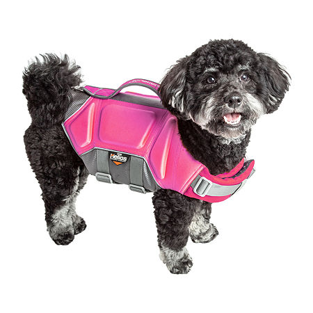 Dog Helios Tidal Guard' Multi-Point Strategically-Stitched Reflective Life Jacket Vest Harness, Medium, Pink