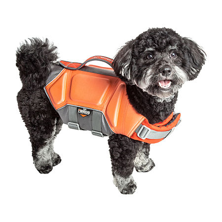 Dog Helios Tidal Guard' Multi-Point Strategically-Stitched Reflective Life Jacket Vest Harness, X-large, Orange