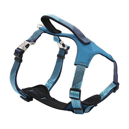 Pet Life Geo-Prene' 2-In-1 Shock Absorbing Neoprene Padded Reflective Leash Dog Pet Harnesses, Medium, Blue