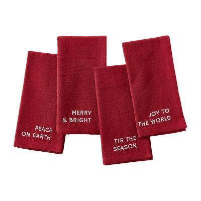 Elrene Home Fashions Joyful Sentiment Embroidered 4-pc. Napkins