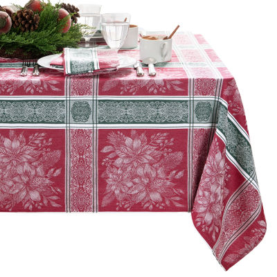 Elrene Home Fashions Poinsettia Plaid Jacquard Rectangle Tablecloths