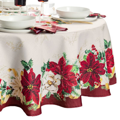 Elrene Home Fashions Poinsettia Garlands Engineered Tablecloths