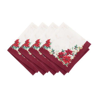 Elrene Home Fashions Poinsettia Garlands Engineered 4-pc. Napkins