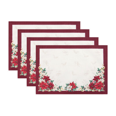 Elrene Home Fashions Poinsettia Garlands Engineered 4-pc. Placemat