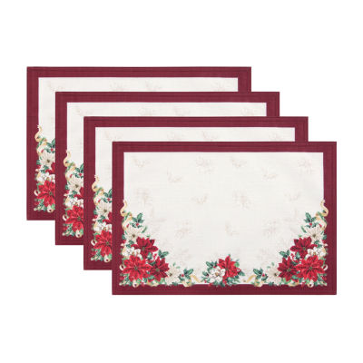 Elrene Home Fashions Poinsettia Garlands Engineered 4-pc. Placemats