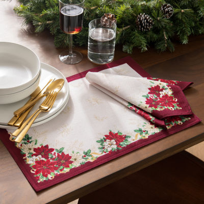 Elrene Home Fashions Poinsettia Garlands Engineered 4-pc. Placemat