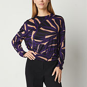 Black Label by Sleeve Evergreen Womens Shirt, JCPenney - 3/4 Wrap Neck Evan-Picone V Color