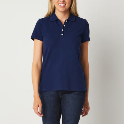 St. John's Bay Womens Short Sleeve Polo Shirt