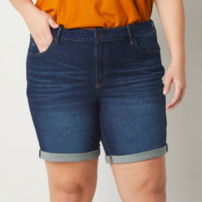 High-Rise Denim Shorty Shorts