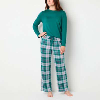 Jaclyn Womens Crew Neck Long Sleeve 2-pc. Pant Pajama Set