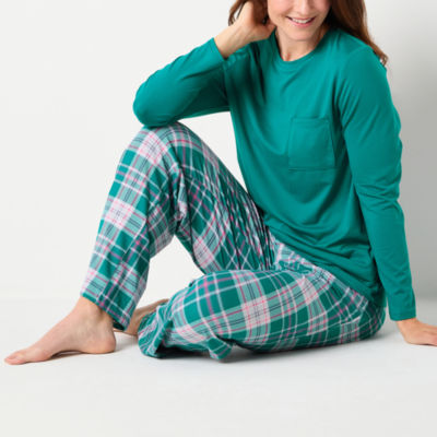 Jaclyn Womens Crew Neck Long Sleeve 2-pc. Pant Pajama Set