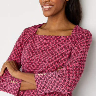 Liz Claiborne Tall Womens Square Neck 3/4 Sleeve Blouse