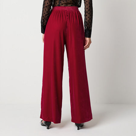 Worthington Womens Wide Leg Velvet Pant, X-large, Red